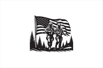 Silhouettes of Army Combat Soldiers, soldiers Vector bundle, Silhouette, Veteran Soldier vector. 