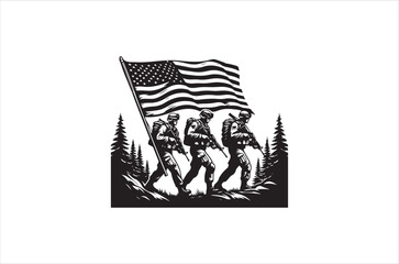 Silhouettes of Army Combat Soldiers, soldiers Vector bundle, Silhouette, Veteran Soldier vector. 