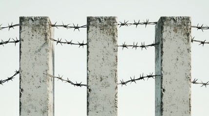 Concrete Fence with Barbed Wire