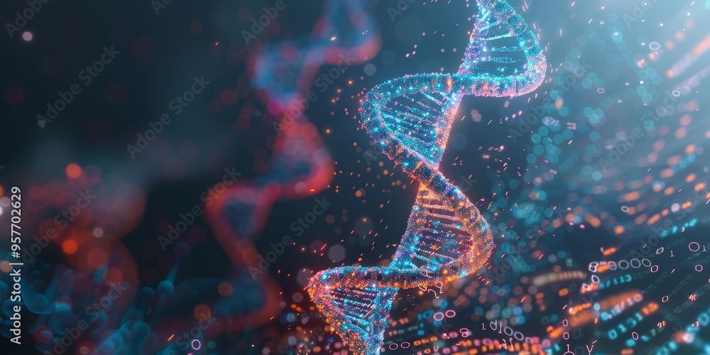 Aufkleber realistic rendering of a dna double helix, showcasing its intricate molecular structure, placed over