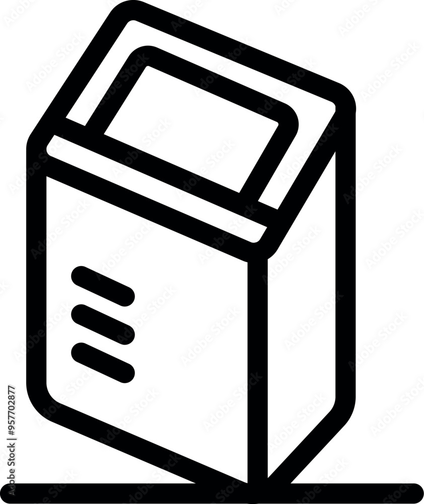 Poster simple icon of an information kiosk with a touch screen, being used in a public building to give dir