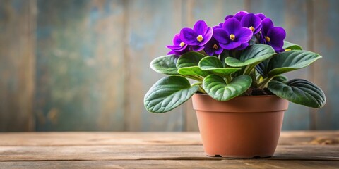 African violet flower and green leaves in a pot, african violet, flower, green leaves, pot, houseplant, indoor plant