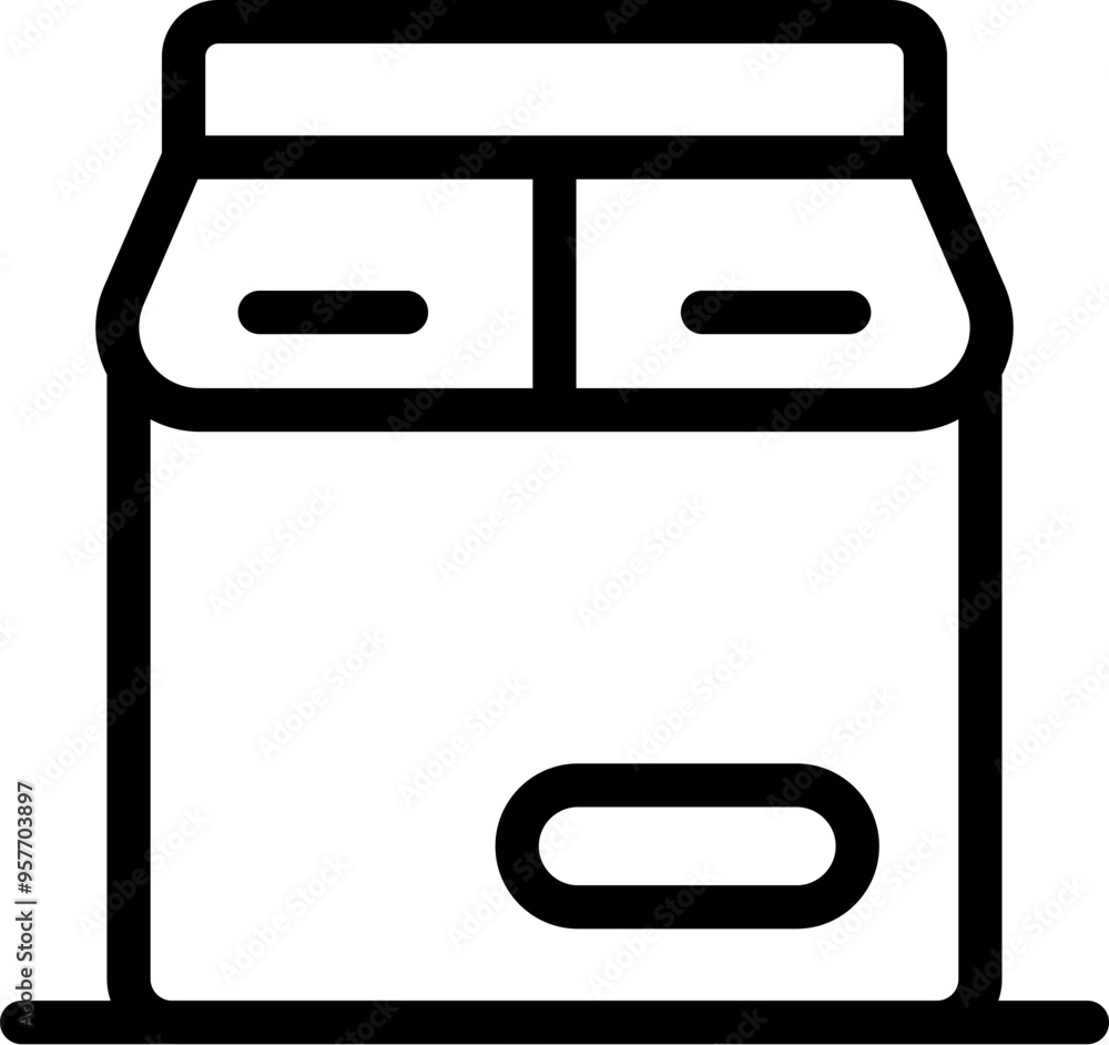 Poster simple and minimal line icon of a professional double compartment deep fryer machine, ideal for rest