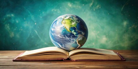 of Happy Teachers Day with a book and earth, Happy, Teachers, Day, Concept,Art, Book, Earth, Education, Appreciation