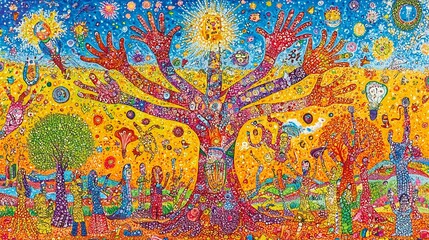 Colorful Mosaic Tree of Life