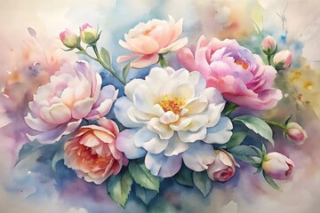Fototapeta premium watercolor floral flower. floral pattern