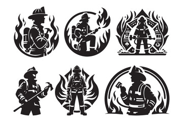 Fire fighter silhouette vector art
