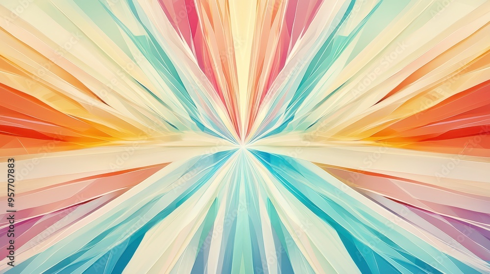 Poster Abstract Geometric Pattern Background with Radial Lines and Colorful Gradient