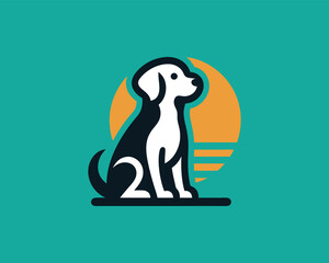 Fototapeta premium Dog logo design icon symbol vector illustration. Color dog logo vector icon