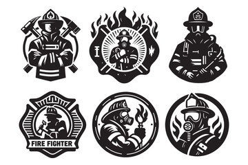 Fire fighter silhouette vector art