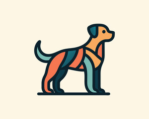 Dog logo design icon symbol vector illustration. Color dog logo vector icon