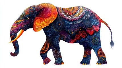 Colorful Abstract Elephant with Detailed Mandala Patterns