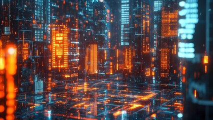 Obraz premium Sci-fi future data smart city context