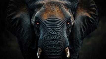 Fototapeta premium Close-up of an Elephant's Face with Golden Eyes