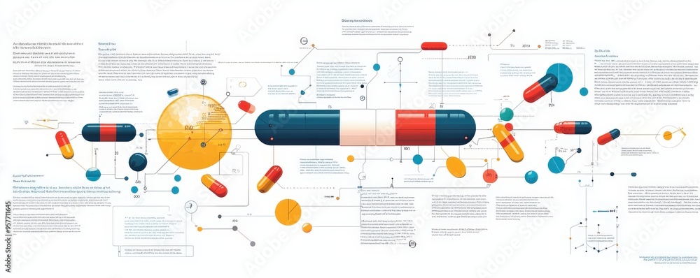 Wall mural Clear and engaging infographic for prescription drug abuse prevention, highlighting safety measures and anti-abuse strategies.