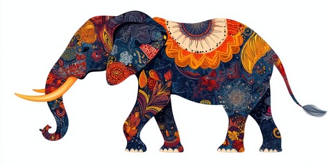 Obraz premium Ornate, Colorful Elephant with Patterned Skin