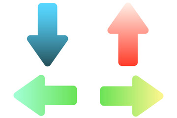 四方向のカラフルな矢印のイラストセット