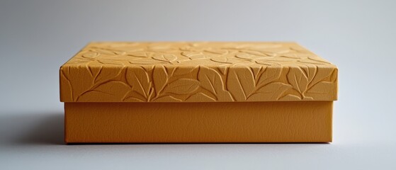 Elegant Textured Golden Gift Box with Floral Design