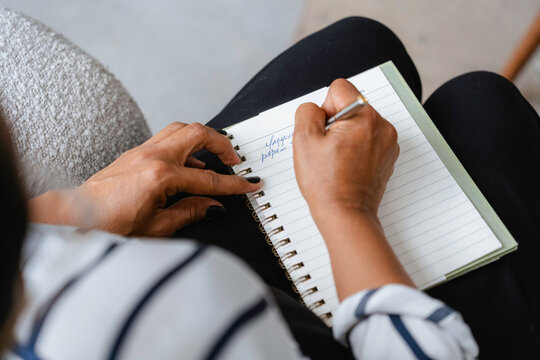 A woman with a notebook