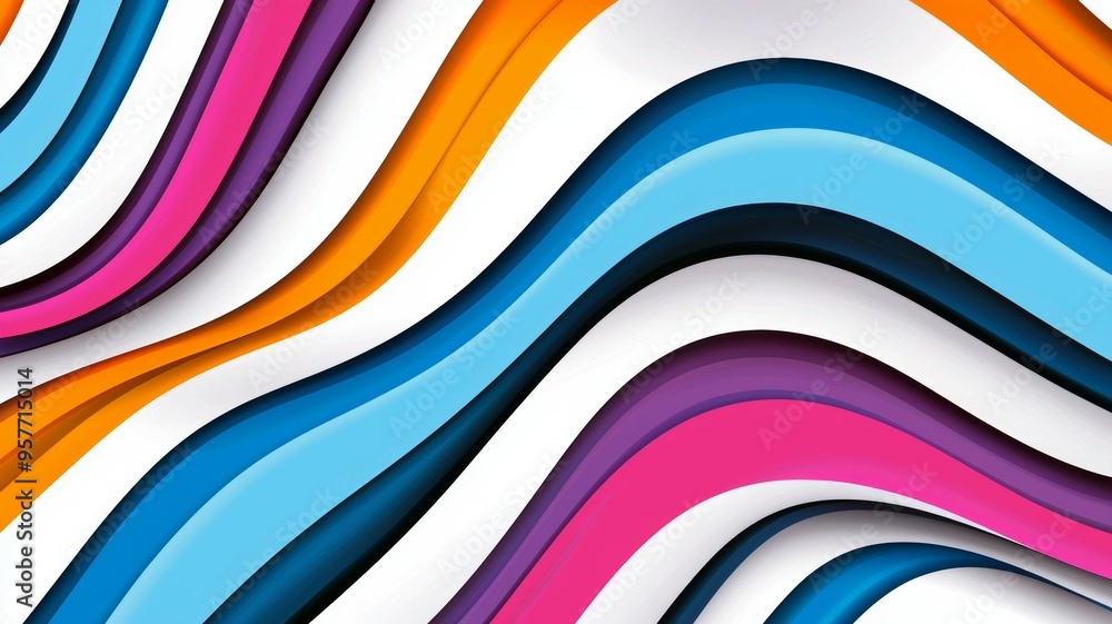 Poster a colorful wave pattern with a white background