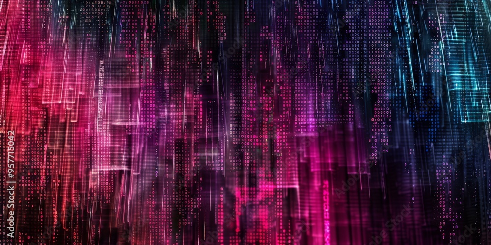 Leinwandbilder abstract background of digital code patterns merging into a futuristic web design concept