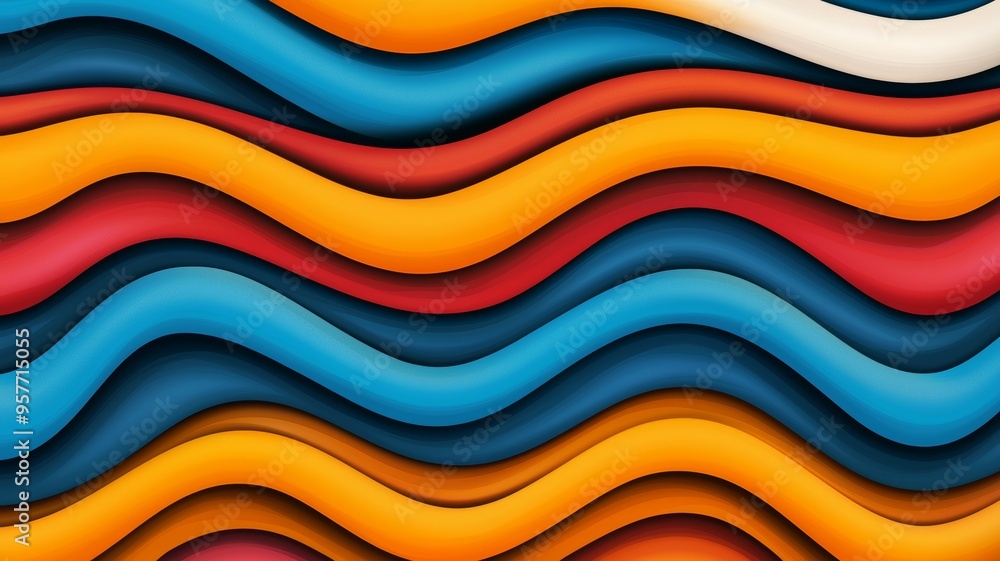 Sticker A colorful wave with blue, red, and orange stripes