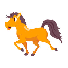 Comic style sticker of running horse 

