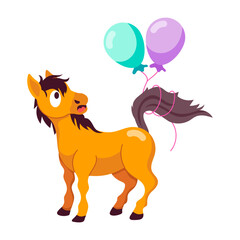 Comic style sticker of horse balloons 