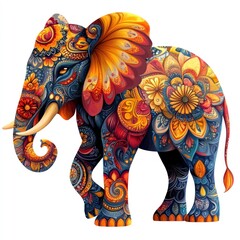 Obraz premium Ornate Elephant Decorated with Intricate Floral Patterns