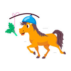 Cartoon style sticker of horse food 