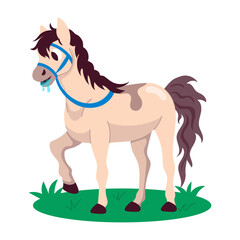 Comic style sticker of drooling horse  

