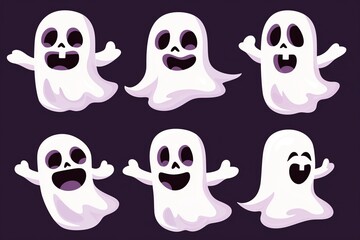 Obraz premium Six Cartoon Ghosts with Different Expressions