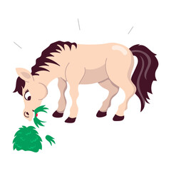 Cartoon style sticker of horse grass 

