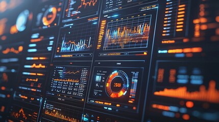 Obraz premium High Tech Finance Dashboard 3D Render Featuring Advanced Money Management Tools and Analyt