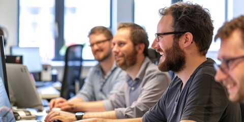 Obraz premium A project manager overseeing a software development team, ensuring deadlines are met and quality standards are maintained