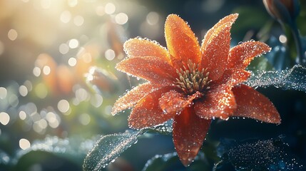 Morning Dew on a Blooming Flower Capturing the Freshness and Beauty of Nature's Details