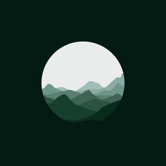 Nature landscape panorama in circle illustration vector. 