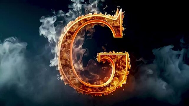 the letter G  on  fire