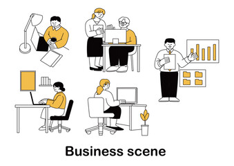 色々なビジネスシーンのイラストセット