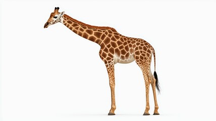 Naklejka premium A giraffe standing in front of a white background