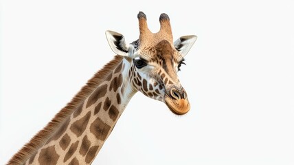 Obraz premium A giraffe is looking at the camera with its head tilted
