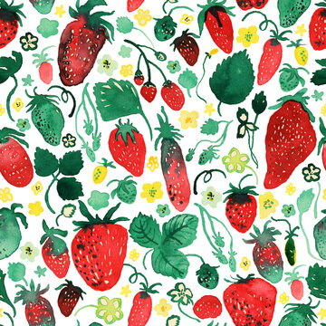 Seamless pattern with strawberry