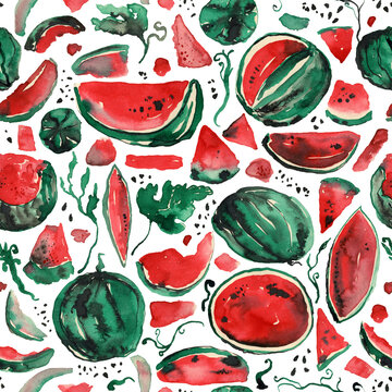Seamless pattern with watermelon