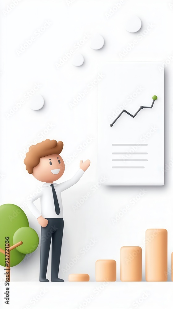 Poster business plan presentation with projector and charts, illustrating company vision with ample space f