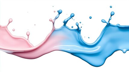 Fototapeta premium A splash of pink and blue paint on a white background