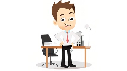 Stunning Office Cartoon Character: A Fun and Lively Workplace Visual. Showcasing Creativity and Energy
