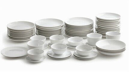 Dinnerware Set: Consists of plates, bowls, and saucers made from ceramic, porcelain, or glass, typically with matching pieces to create a cohesive table setting.
