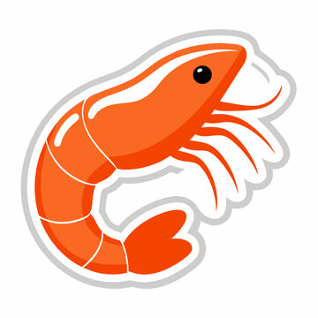 recommend clip art: Shrimp, sticker with white outline isolated