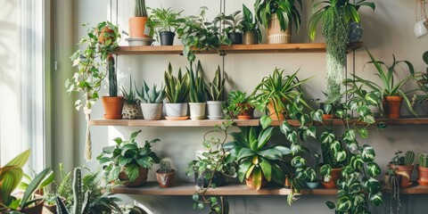Light filled creative living space in a city dwelling enhanced by a diverse array of lush indoor plants including sansevierias zamioculcas nephrolepis chlorophytum philodendrons tradescantia