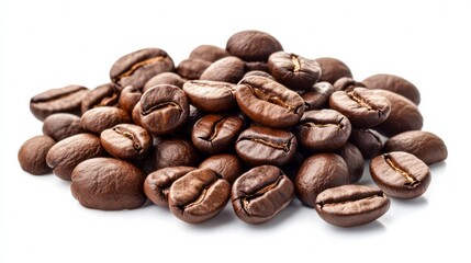 Naklejka premium Pile of coffee beans isolated on a white background